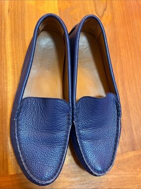 M. Gemi Navy Pebbled Leather Driving Loafers Size 36